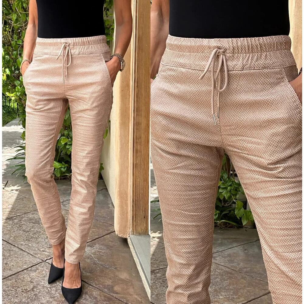 Bevy Flog Shely Bronze Snake Casual Or Dressy Skinny Leg Tie Waist Pants Size 28